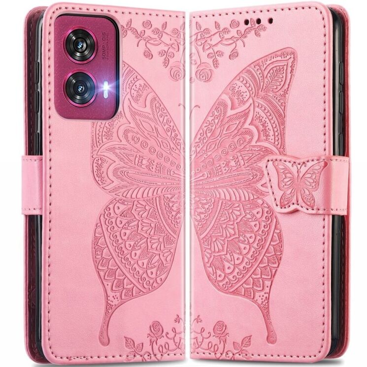 Чехол UniCase Butterfly Pattern для Motorola Edge 50 Fusion - Pink: фото 1 из 8