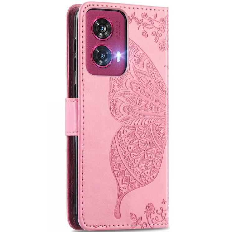 Чехол UniCase Butterfly Pattern для Motorola Edge 50 Fusion - Pink: фото 5 из 8