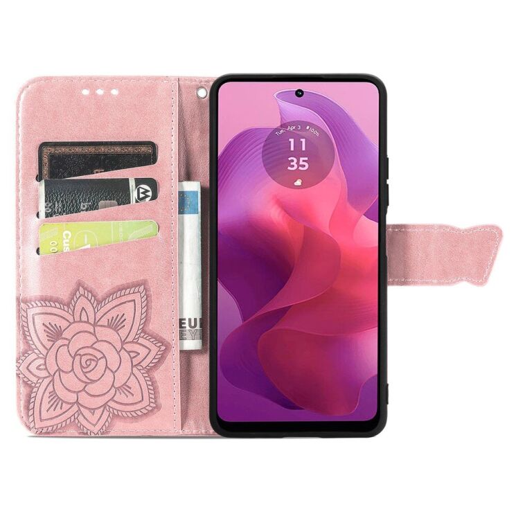 Чехол UniCase Butterfly Pattern для Motorola Moto G24 / G04 / G04s / E14 - Rose Gold: фото 2 из 8