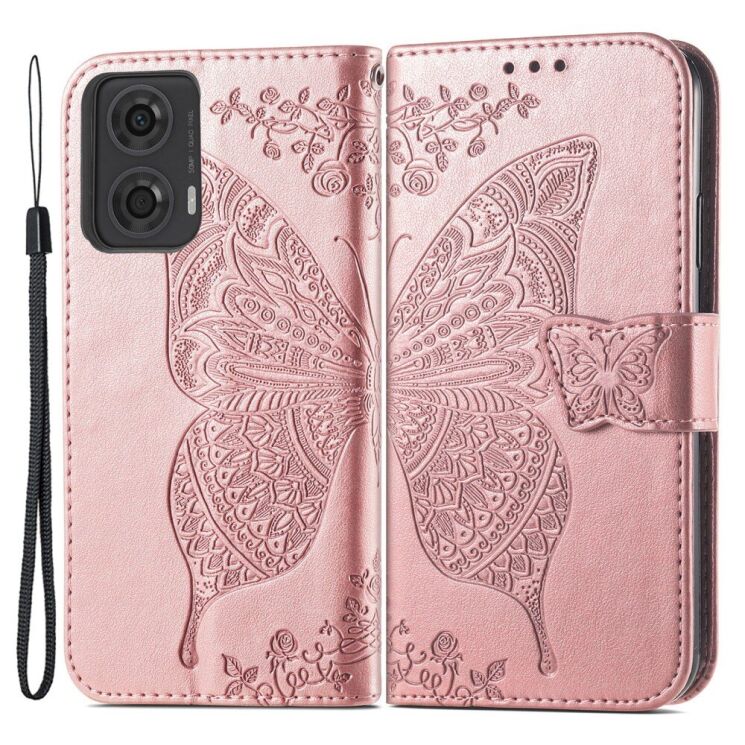Чехол UniCase Butterfly Pattern для Motorola Moto G24 / G04 / G04s / E14 - Rose Gold: фото 1 из 8