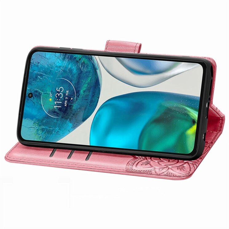 Чехол-книжка с рисунком UniCase Butterfly Pattern для Motorola Moto G52 / G82 - Pink: фото 3 из 8