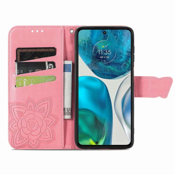 Чехол-книжка с рисунком UniCase Butterfly Pattern для Motorola Moto G52 / G82 - Pink: фото 2 из 8