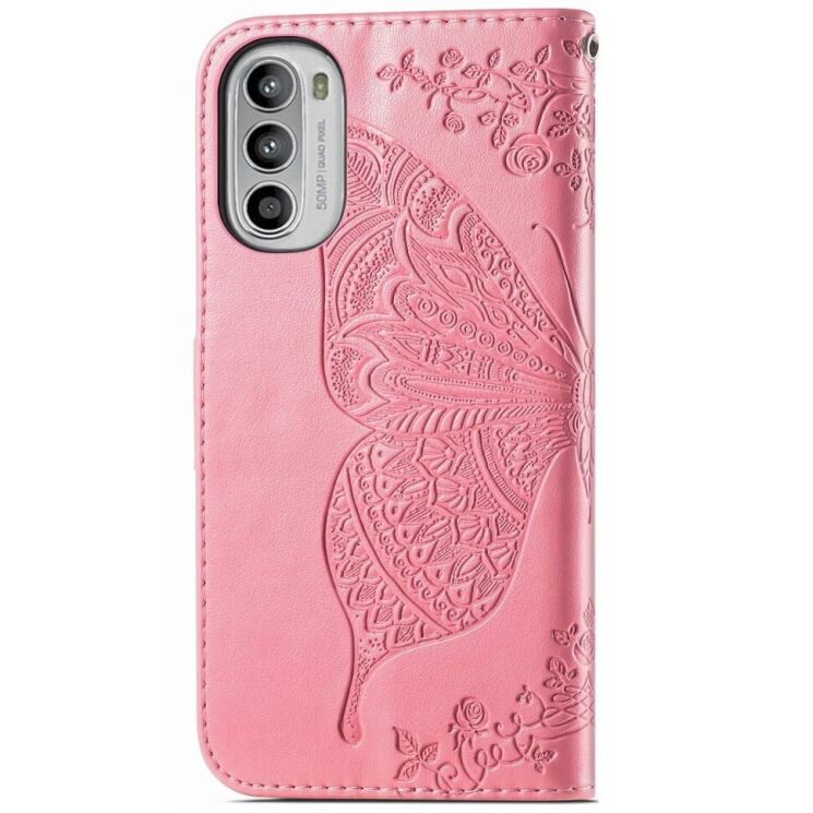 Чехол-книжка с рисунком UniCase Butterfly Pattern для Motorola Moto G52 / G82 - Pink: фото 5 из 8