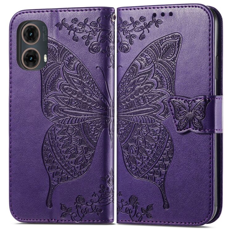 Чехол UniCase Butterfly Pattern для Motorola Moto G85 - Dark Purple: фото 1 из 6