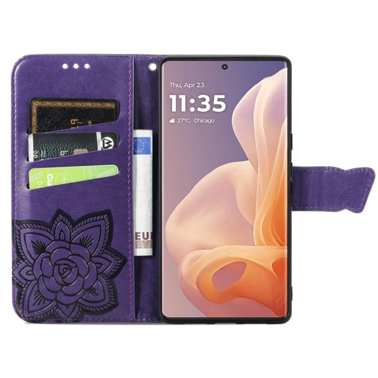 Чехол UniCase Butterfly Pattern для Motorola Moto G85 - Dark Purple: фото 2 из 6