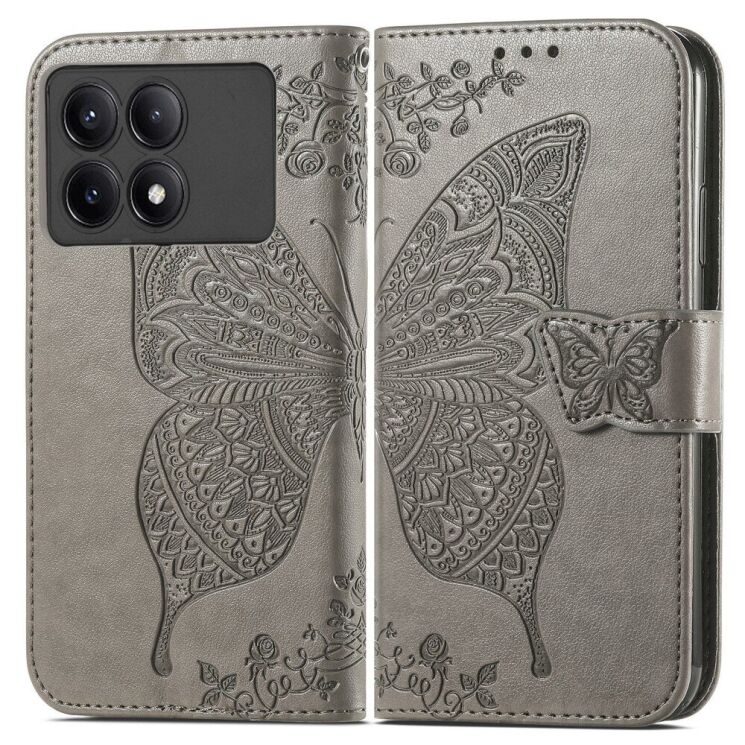 Чехол UniCase Butterfly Pattern для Xiaomi Poco X6 Pro - Grey: фото 1 из 5