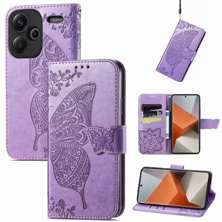 Чехол UniCase Butterfly Pattern для Xiaomi Redmi Note 13 Pro+ - Light Purple: фото 4 из 6
