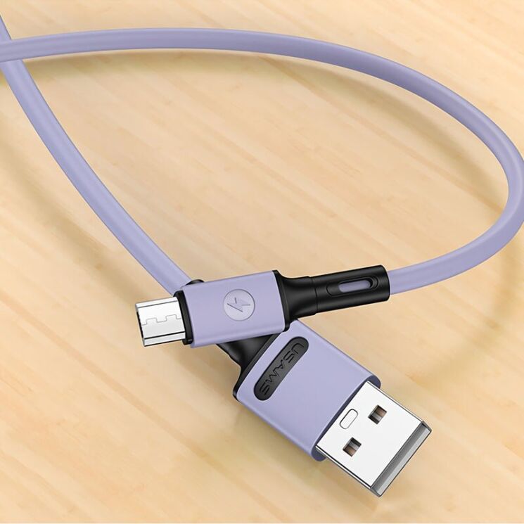 Дата-кабель USAMS US-SJ435 U52 USB to MicroUSB (2.1A, 1m) - Violet: фото 4 из 15