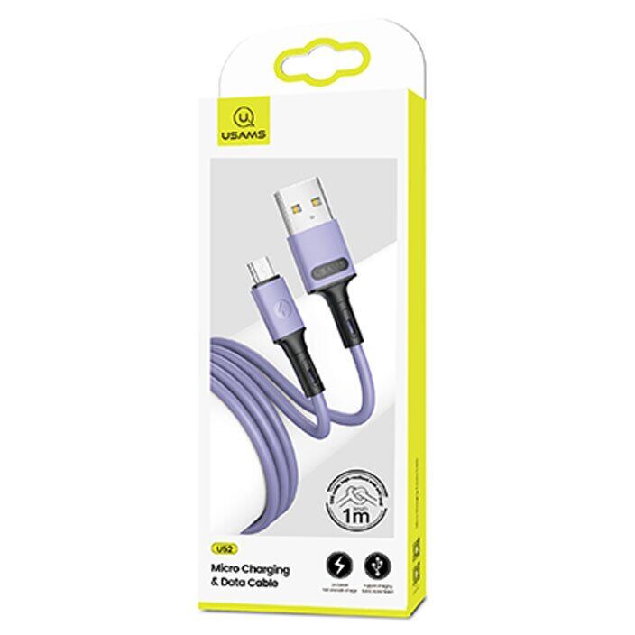 Дата-кабель USAMS US-SJ435 U52 USB to MicroUSB (2.1A, 1m) - Violet: фото 3 из 15