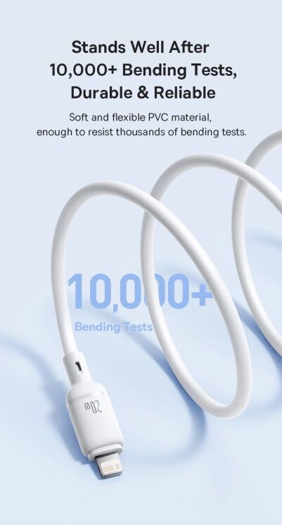 Кабель Baseus Silky Series Type-C to Lightning (20W, 1m) P10377700113-00 - Black: фото 9 из 17