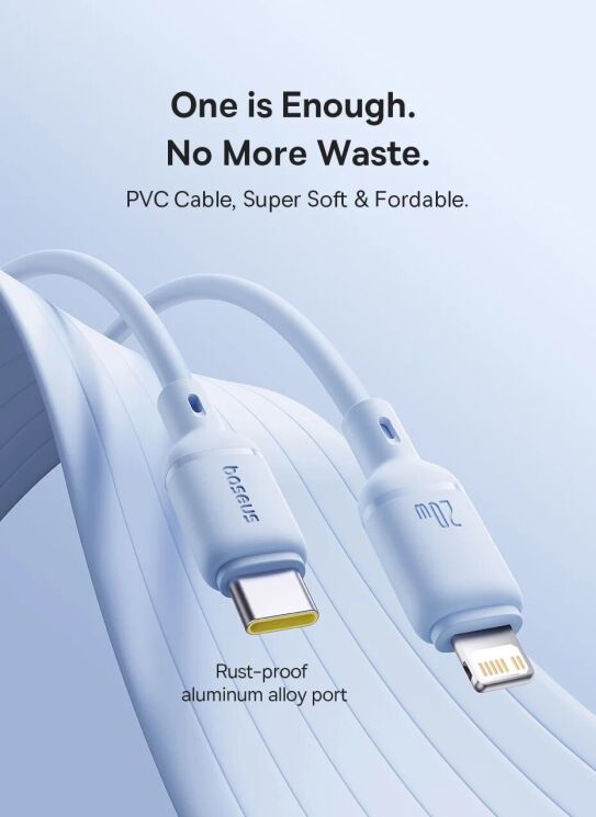 Кабель Baseus Silky Series Type-C to Lightning (20W, 1m) P10377700113-00 - Black: фото 8 из 17