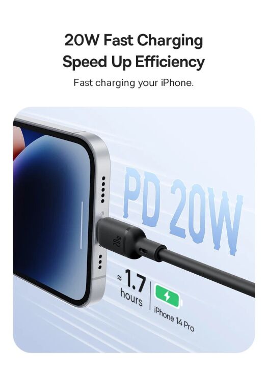 Кабель Baseus Silky Series Type-C to Lightning (20W, 1m) P10377700113-00 - Black: фото 10 из 17