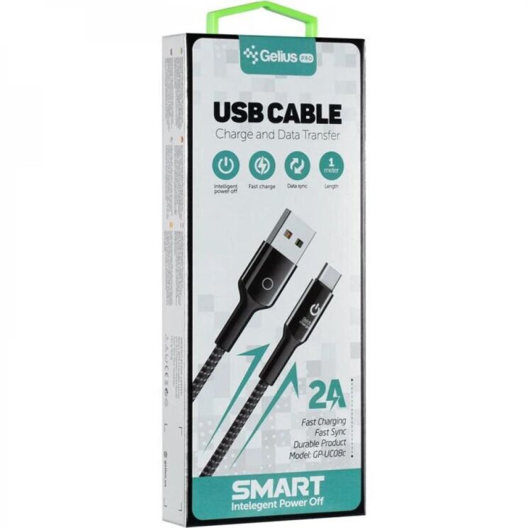 Кабель Gelius Pro Smart GP-U08c Type-C (2A, 1m) - Black: фото 3 из 3