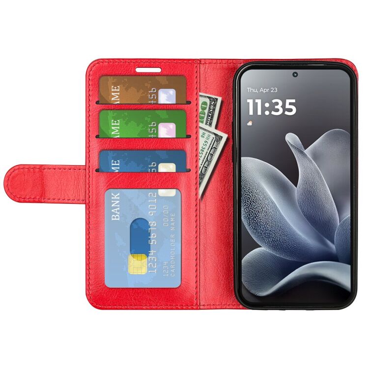 Классический чехол-книжка Deexe Wallet Style для Motorola Edge 70 Max - Red: фото 2 из 8