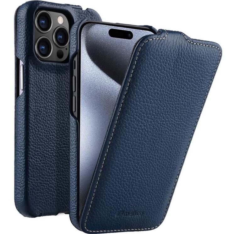 Шкіряний чохол MELKCO Jacka Type для Apple iPhone 15 Pro Max - Dark Blue: фото 1 з 7