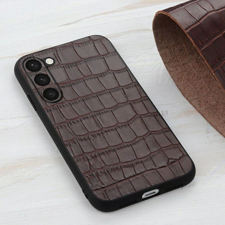 Шкіряний чохол UniCase Croco Skin для Samsung Galaxy S23 - Brown: фото 3 з 3