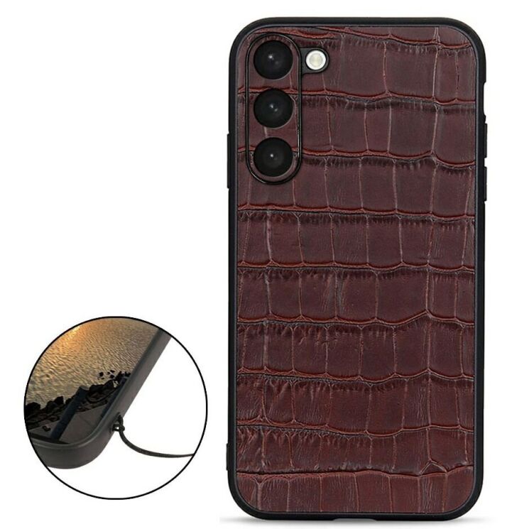 Шкіряний чохол UniCase Croco Skin для Samsung Galaxy S23 - Brown: фото 2 з 3