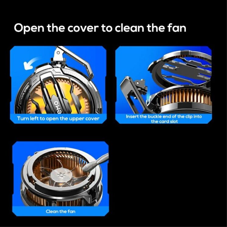 Кулер-вентилятор для смартфона MEMO CX07 Magnetic Cooler - Black: фото 7 з 20