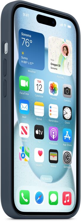 Оригинальный чехол Silicone Case with MagSafe для Apple iPhone 15 (MT0N3) - Storm Blue: фото 3 из 3
