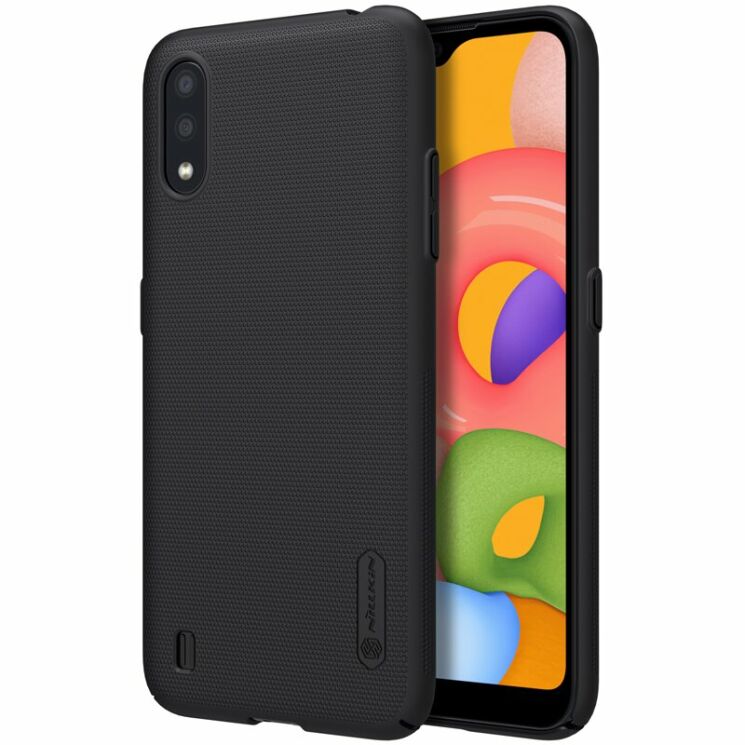 Пластиковий чохол NILLKIN Frosted Shield для Samsung Galaxy A01 (A015) - Black: фото 1 з 20