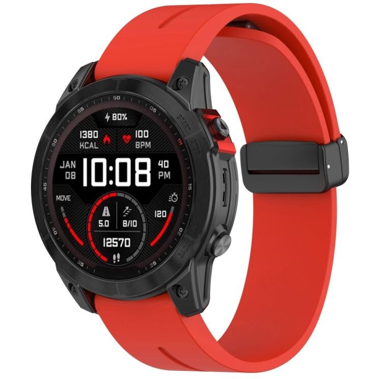 Ремешок Deexe Color Soft Line для часов Garmin c креплением QuickFit 26mm - Red: фото 6 из 10