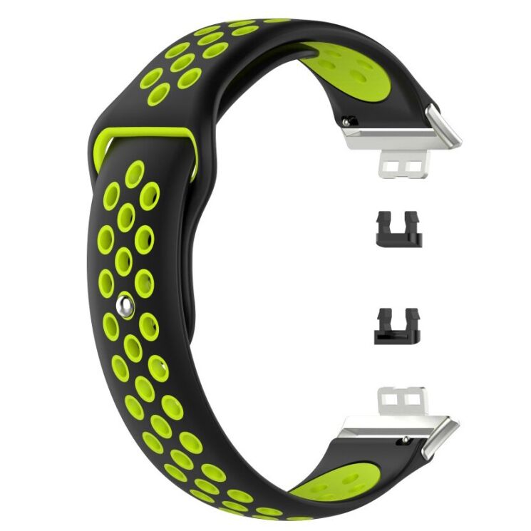 Ремешок Deexe Dot Color для Huawei Watch Fit - Black / Green: фото 3 из 5