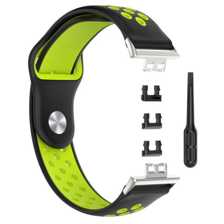 Ремешок Deexe Dot Color для Huawei Watch Fit - Black / Green: фото 4 из 5