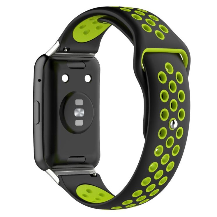 Ремешок Deexe Dot Color для Huawei Watch Fit - Black / Green: фото 2 из 5