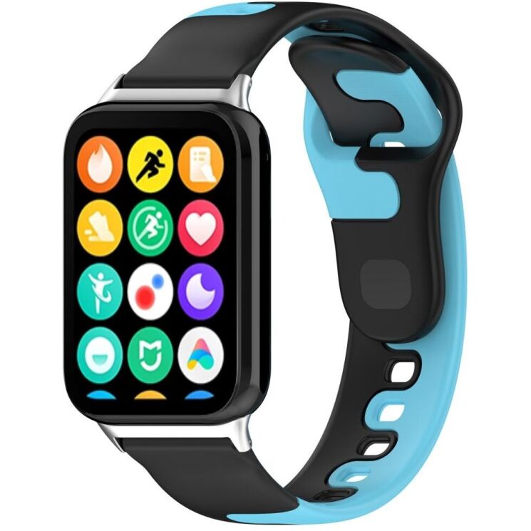 Ремешок Deexe Double Color Strap для Xiaomi Redmi Watch 4 / Mi Smart Band 8 Pro / Band 9 Pro - Black / Blue: фото 4 из 8