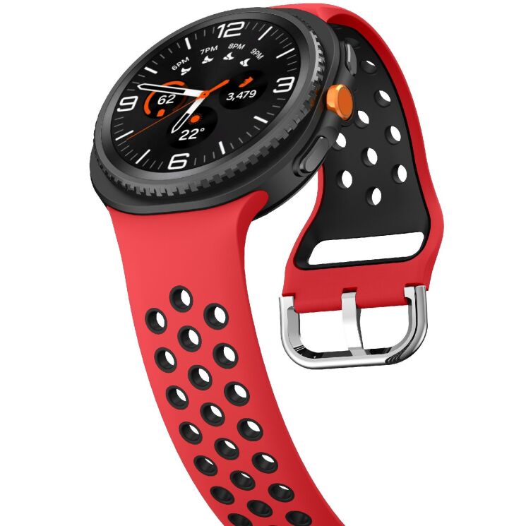 Ремінець Deexe Dual Color для Samsung Galaxy Watch 8 (40/44mm) / 8 Classic - Red / Black: фото 4 з 6