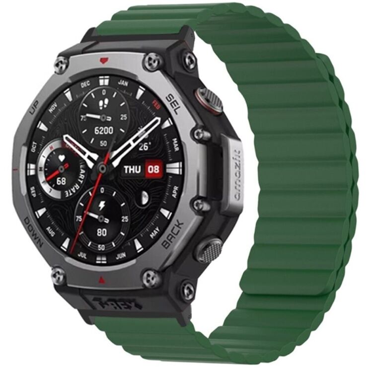 Ремінець Deexe Magnetic Band для Xiaomi Amazfit T-ReX 3 - Army Green: фото 3 з 3