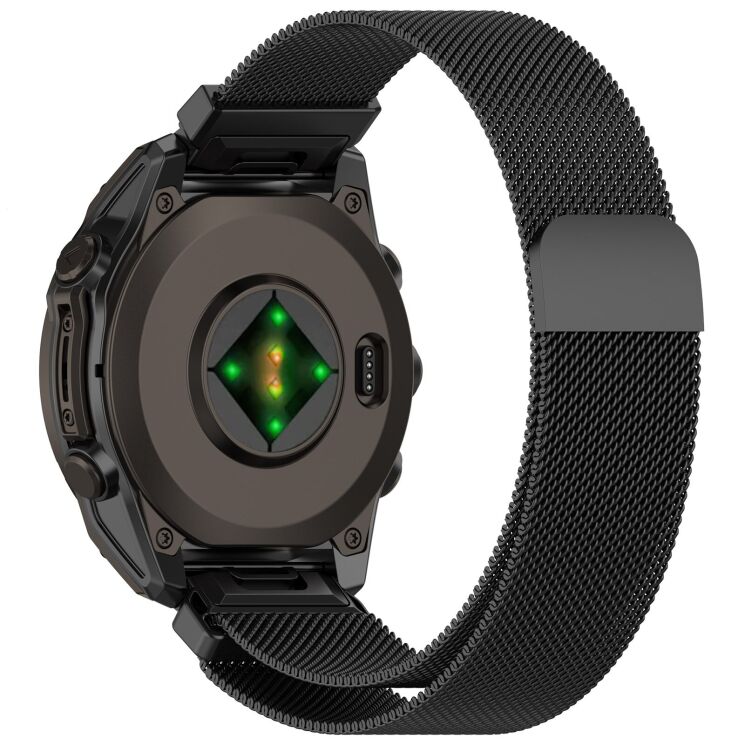 Ремінець Deexe Milanese Stainless Steel ддля годинників Garmin з кріпленням Quick Fit 22mm - Black: фото 1 з 11