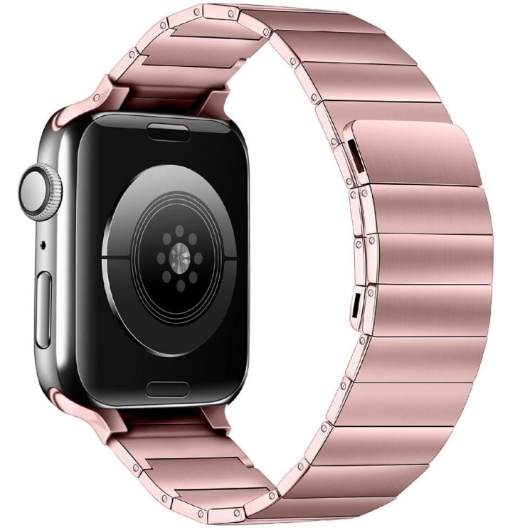 Ремешок Deexe Stainless Steel Mag для Apple Watch 46 / 45 / 44 / SE 44 / 42 (Series 1-3) / Ultra / Ultra 2 - Pink: фото 1 из 6