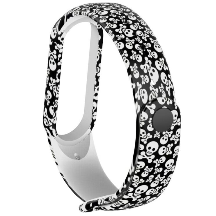 Ремешок Deexe Style Strap для Xiaomi Mi Band 5 / Mi Band 6 - Skull: фото 3 из 5
