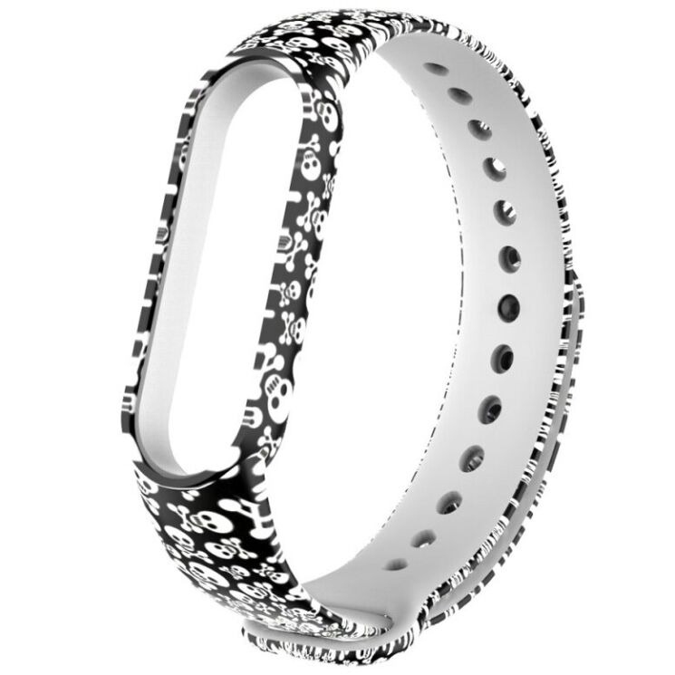Ремешок Deexe Style Strap для Xiaomi Mi Band 5 / Mi Band 6 - Skull: фото 4 из 5