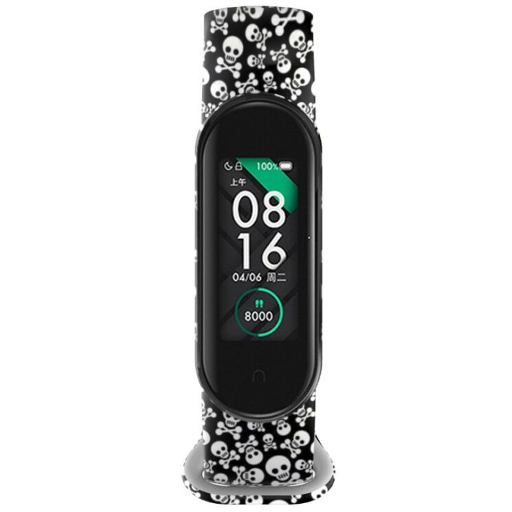 Ремешок Deexe Style Strap для Xiaomi Mi Band 5 / Mi Band 6 - Skull: фото 2 из 5