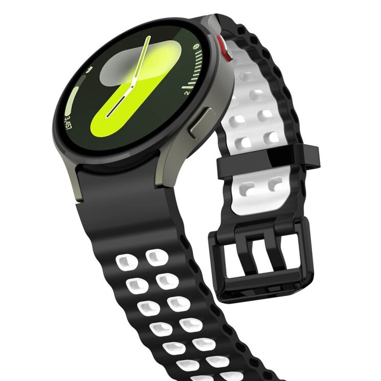 Ремінець KALEBOL Ocean Strap для Samsung Galaxy Watch 4 / 4 Classic / 5 / 5 Pro / 6 / 6 Classic / 7 / FE - Black / White: фото 4 з 9