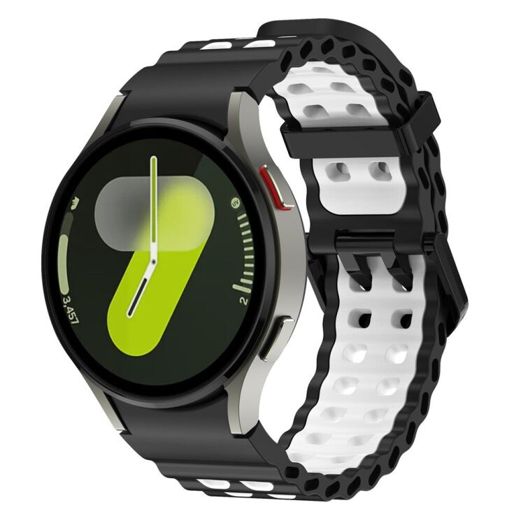 Ремінець KALEBOL Ocean Strap для Samsung Galaxy Watch 4 / 4 Classic / 5 / 5 Pro / 6 / 6 Classic / 7 / FE - Black / White: фото 5 з 9