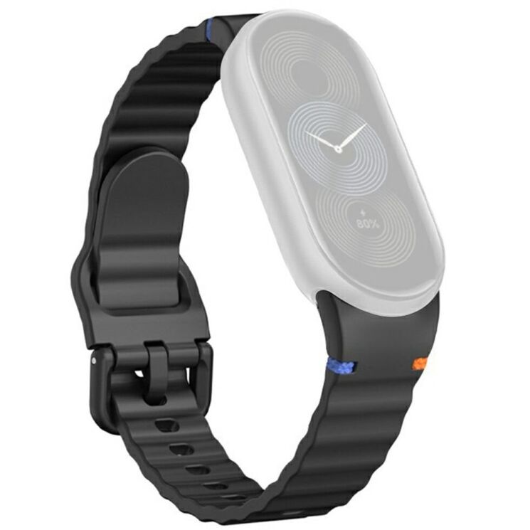 Ремешок Reframe Wavy Pattern для Xiaomi Mi Smart Band 8 / 9 / 10 - Black: фото 1 из 12