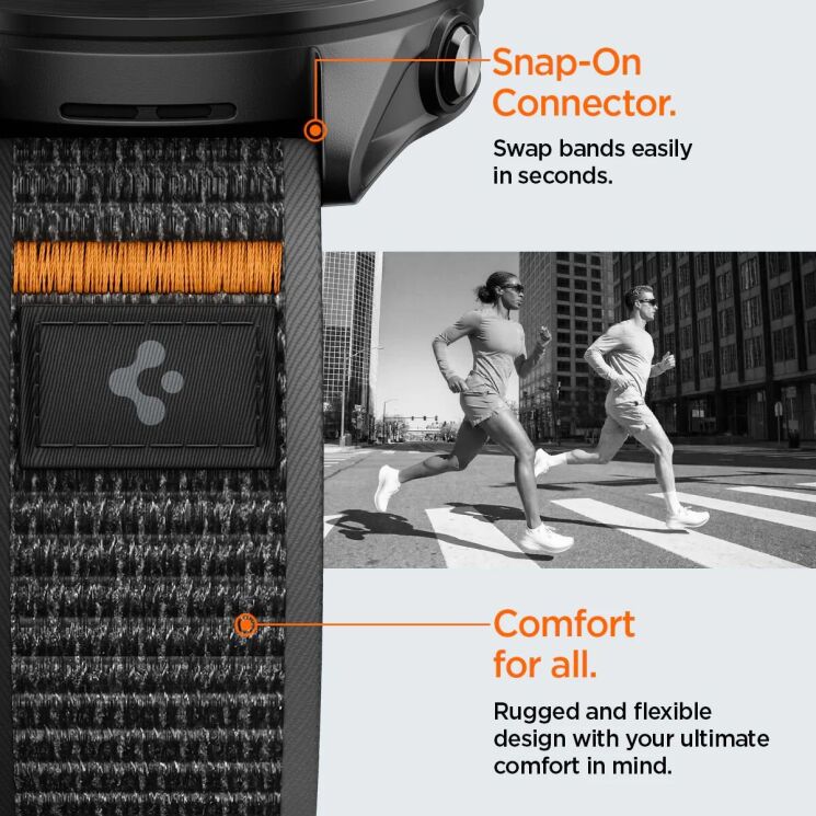 Ремінець Spigen Athlex Air для годинників Garmin з кріпленням Quick Fit 22mm (AMP11425) - Black / Orange: фото 13 з 14
