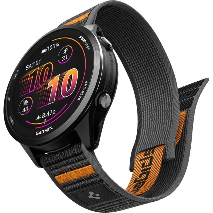 Ремінець Spigen Athlex Air для годинників Garmin з кріпленням Quick Fit 22mm (AMP11425) - Black / Orange: фото 3 з 14