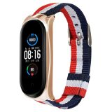 Ремешок UniCase Nylon для Xiaomi Mi Band 5 / Mi Band 6 - Three Stripes / Gold: фото 1 из 5