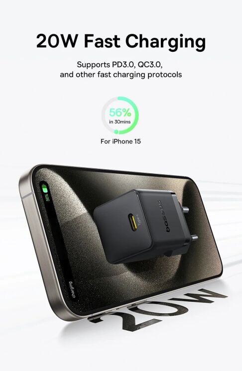 Мережевий зарядний пристрій Baseus Palm 1C (20W) P10111602113-00 - Black: фото 8 з 16