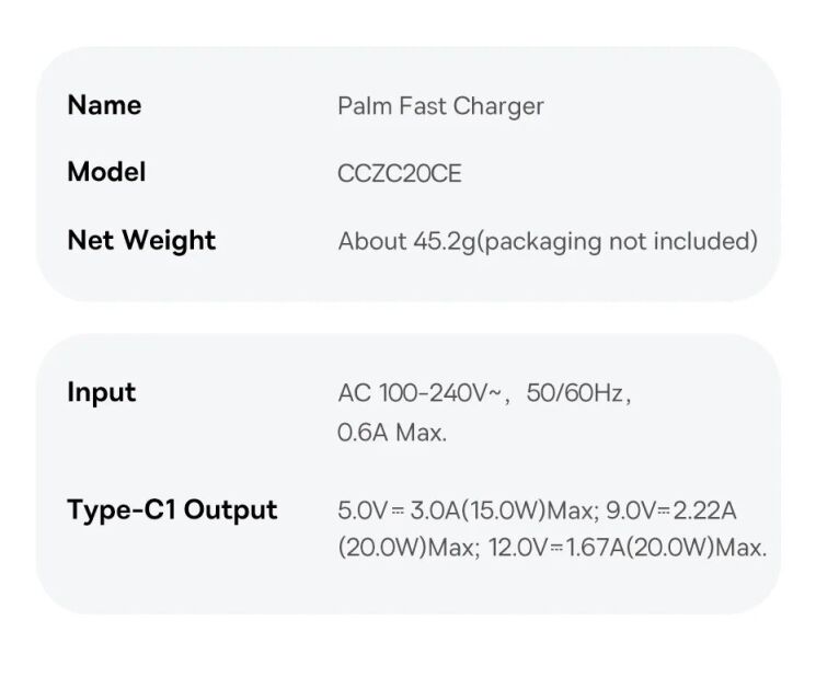 Мережевий зарядний пристрій Baseus Palm 1C (20W) P10111602113-00 - Black: фото 15 з 16