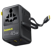 Мережевий зарядний пристрій Baseus PicoGo AG11 (2USB+Type-C+2AC) + кабель Type-C (E0307F) - Cosmic Black: фото 1 з 23