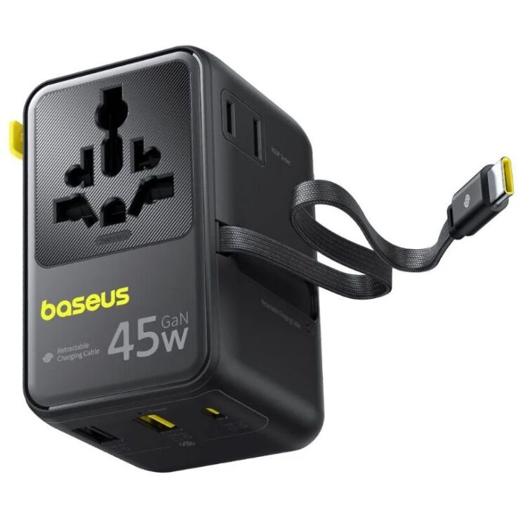 Мережевий зарядний пристрій Baseus PicoGo AG11 (2USB+Type-C+2AC) + кабель Type-C (E0307F) - Cosmic Black: фото 1 з 23