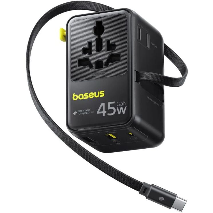 Мережевий зарядний пристрій Baseus PicoGo AG11 (2USB+Type-C+2AC) + кабель Type-C (E0307F) - Cosmic Black: фото 2 з 23