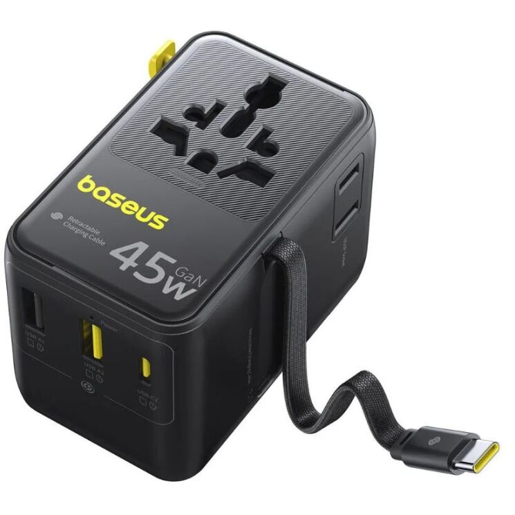 Мережевий зарядний пристрій Baseus PicoGo AG11 (2USB+Type-C+2AC) + кабель Type-C (E0307F) - Cosmic Black: фото 3 з 23