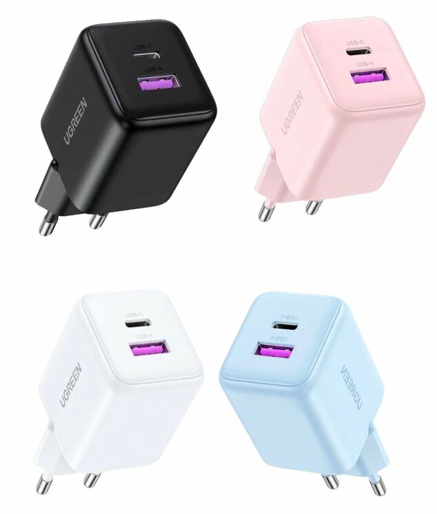 Сетевое зарядное устройство UGREEN X516 GaN 30W Type-C + USB (65014) - Black: фото 3 из 7