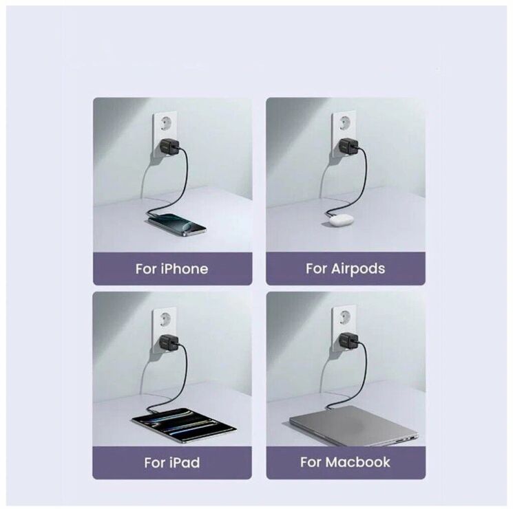 Сетевое зарядное устройство UGREEN X516 GaN 30W Type-C + USB (65014) - Black: фото 4 из 7